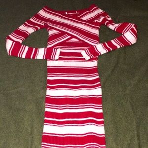 Bandage candy Cane sweater dress with criss/cross too